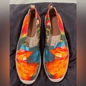 Ralph Lauren Purple Label Bosworth Floral Linen Tropical Espadrilles Loafers sz9